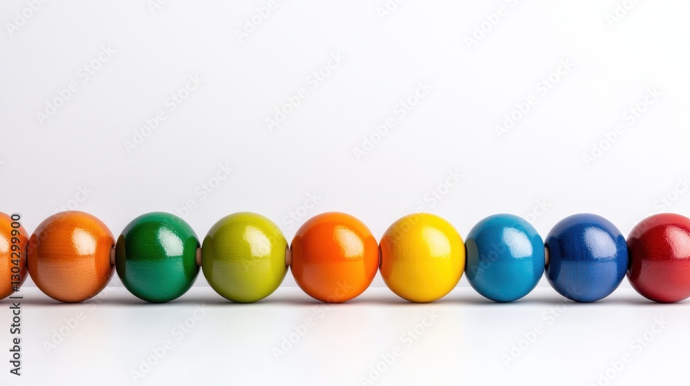 This image showcases a series of vibrant wooden balls arranged in a perfect gradient of colors, bringing a lively and cheerful aesthetic to the composition. This image showcases a series of vibrant wooden balls arranged in a perfect gradient of colors, bringing a lively and cheerful aesthetic to the composition.