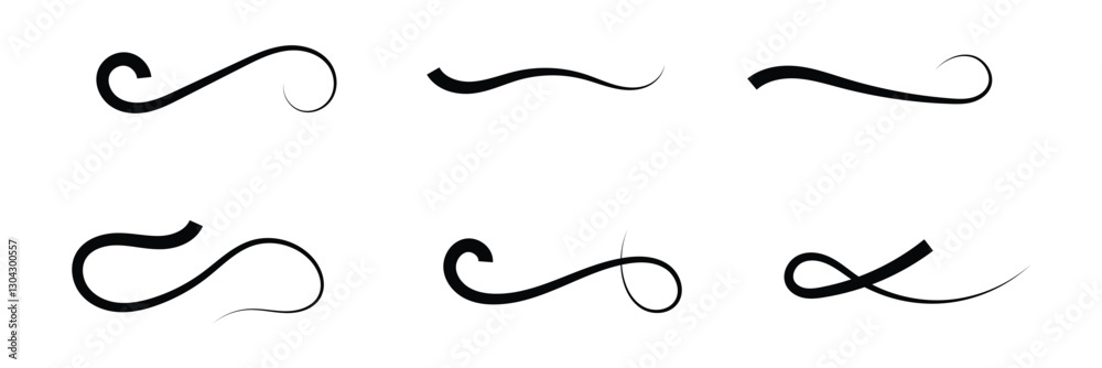 Swash and swooshes tails. Retro swishes and swashes for athletic typography, logos, baseball font. Set of hand lettering underlines lines. Vector underline stroke. Design concept element in eps 10.