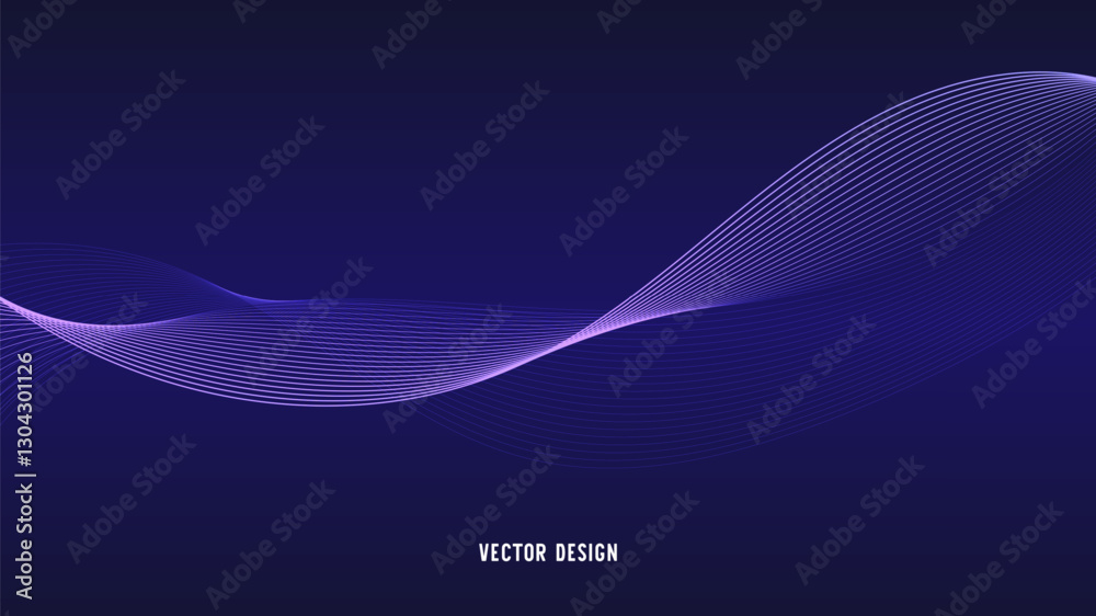 Geometric curved lines in gradient forming dynamic futuristic abstract flow patterns