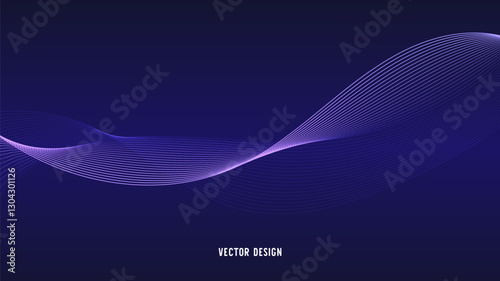 Geometric curved lines in gradient forming dynamic futuristic abstract flow patterns