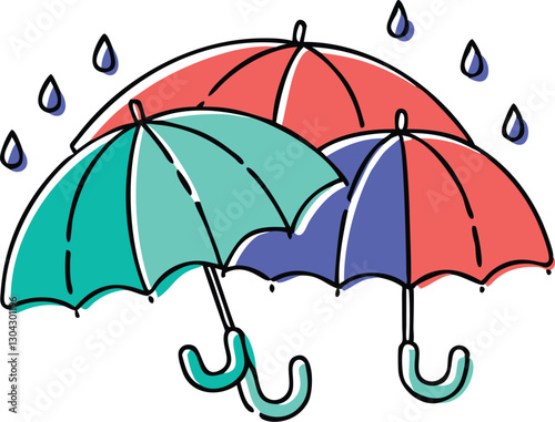 Open umbrellas, protection from rainy weather. Editable Umbrella icon on transparent background. Vector illustration.