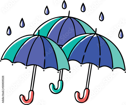 Open umbrellas, protection from rainy weather. Editable Umbrella icon on transparent background. Vector illustration.