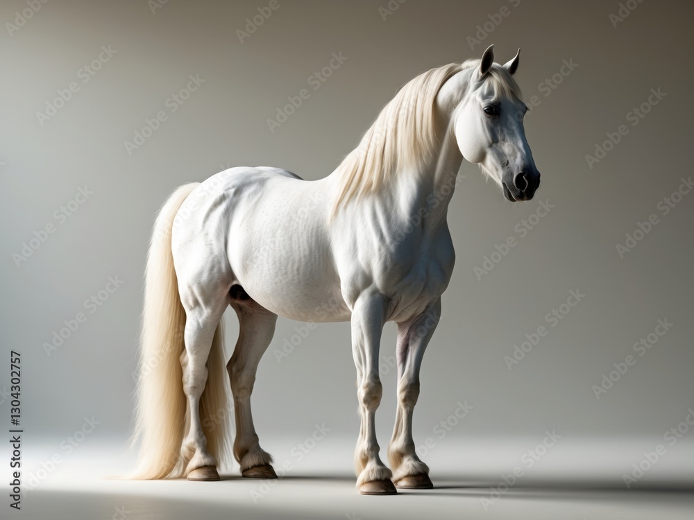 Obraz premium Majestic white horse standing in studio