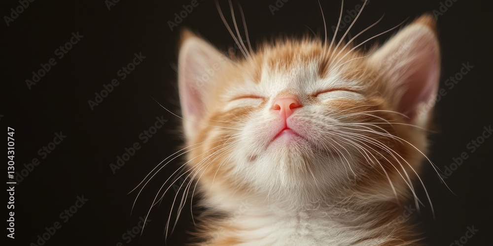Newborn kitten with tiny and gentle idea. Cute orange kitten with eyes closed, enjoying a moment of peace. Newborn kitten with tiny and gentle idea. Cute orange kitten with eyes closed, enjoying a moment of peace.