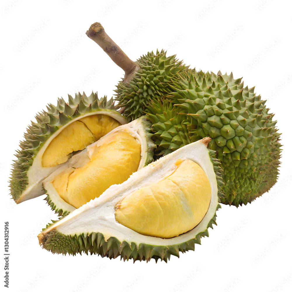Obraz premium Fresh Durian Fruits Isolated on White Background