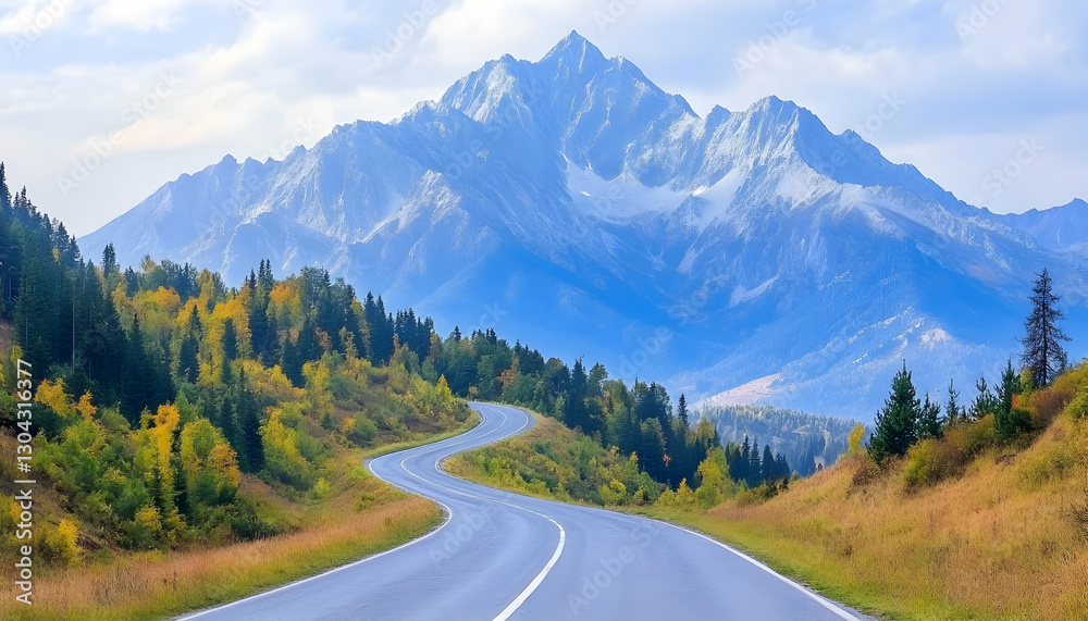 Fototapeta premium Winding mountain road autumn scenic drive