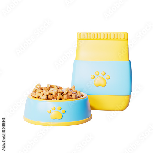 3d rendering cartoon pet food