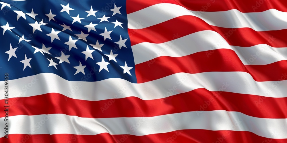 Obraz premium Close-up of the American flag with vibrant stars and stripes, symbolizing patriotism, unity, and national pride