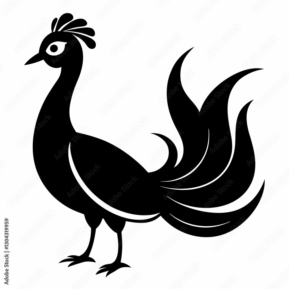 Fototapeta premium Set of peacock silhouette characters with vector illustration