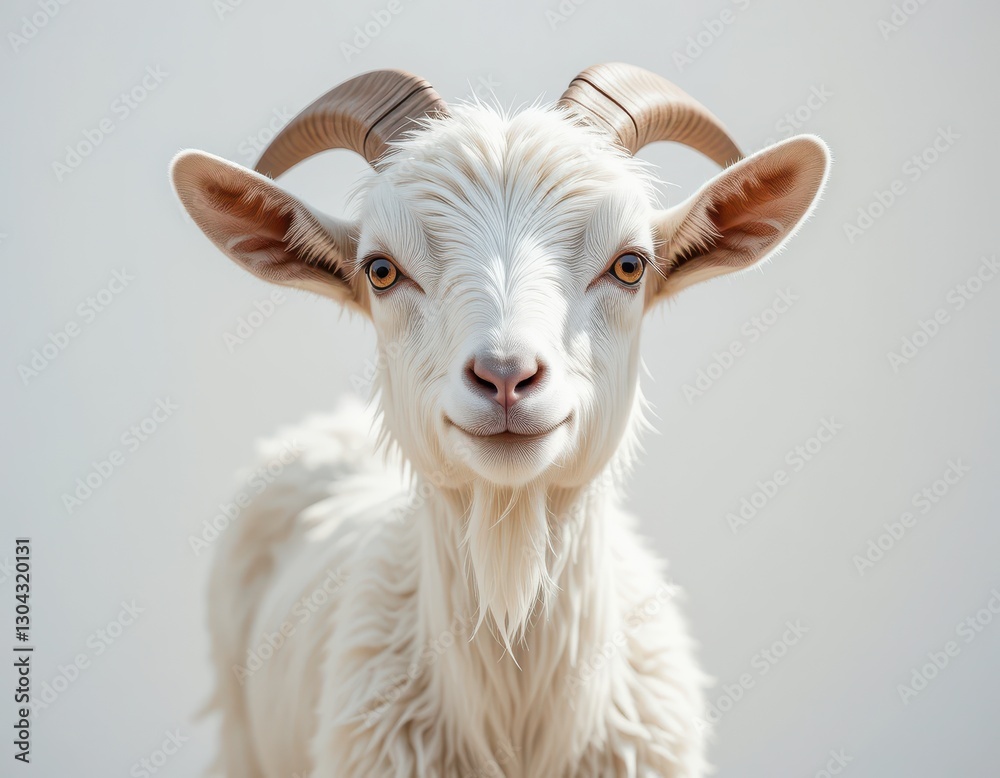 Fototapeta premium White goat portrait with horns