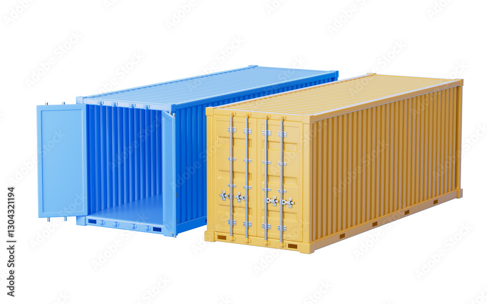 3d rendering container and goods 3d rendering container and goods