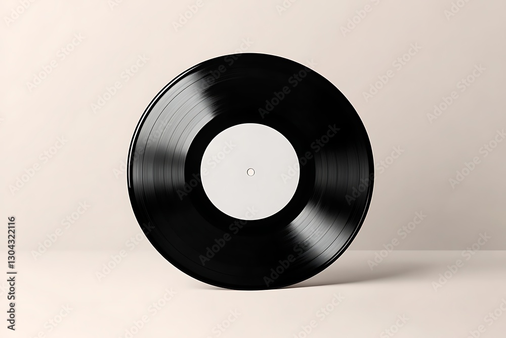 Obraz premium Blank Vinyl Record on Beige Background