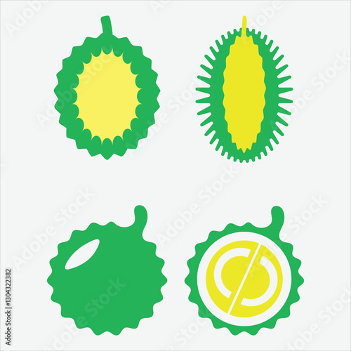 durian isolated on white background.Vector illustration cartoon flat icon isolated,durian isolated on white background.Vector illustration cartoon flat icon and Durian Fruit flat vector illustration