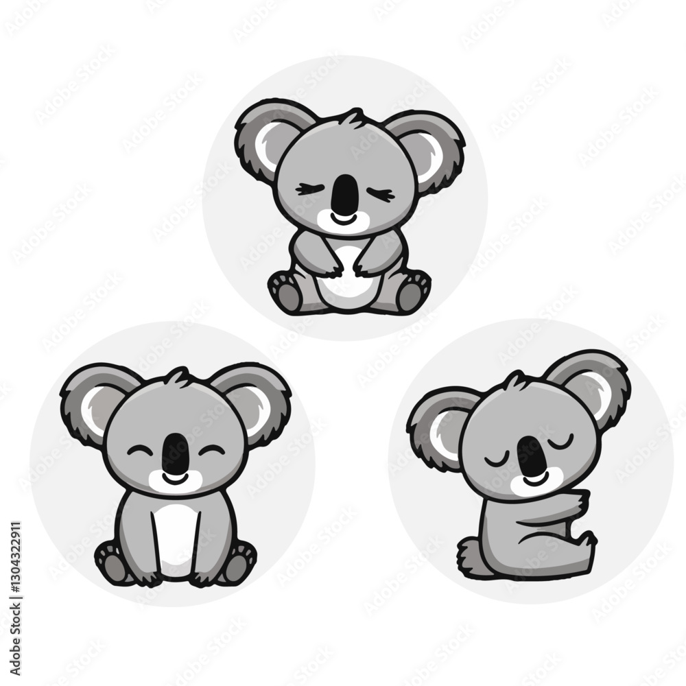 Naklejka premium Cute Koala Cartoon Characters