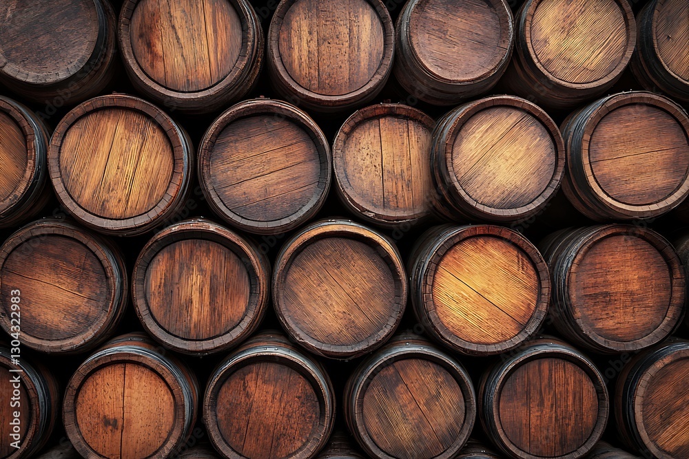 Stack of Aged Wooden Barrels, Rustic Texture Stack of Aged Wooden Barrels, Rustic Texture