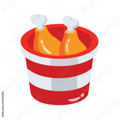 Here is a 3d style icon of fried chicken drumstick bucket