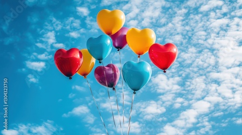 A vibrant array of balloons, their hearts aflame with joy, bobbed gently in the azure sky, a testament to the power of love and laughter.