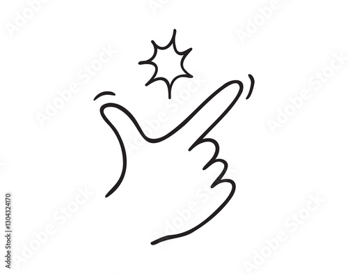 snapping finger doodle hand drawn icon. Outline drawing snapping finger line clipart symbol