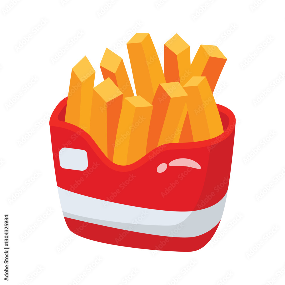 Latest 3d style icon of french fries bucket Latest 3d style icon of french fries bucket