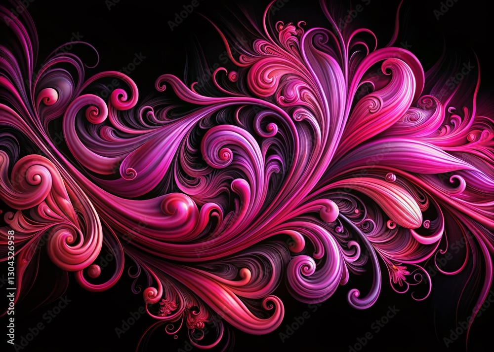 Abstract Pink Aerial Art: Black Background Swirls & Curves Abstract Pink Aerial Art: Black Background Swirls & Curves