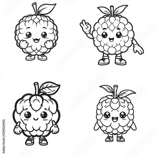 "Adorable Cute Cartoonic Custard Apple Character Vector Illustrations"