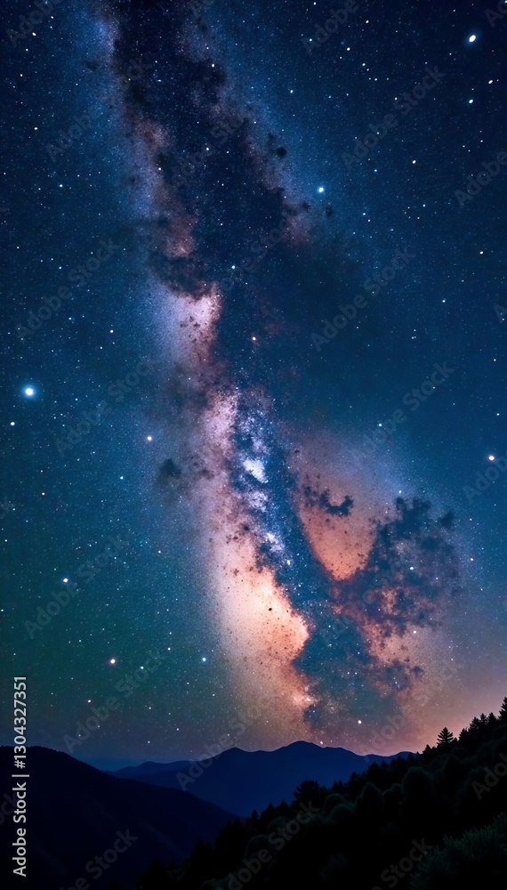 Fototapeta premium Majestic Milky Way stretching across clear night sky, background, universe