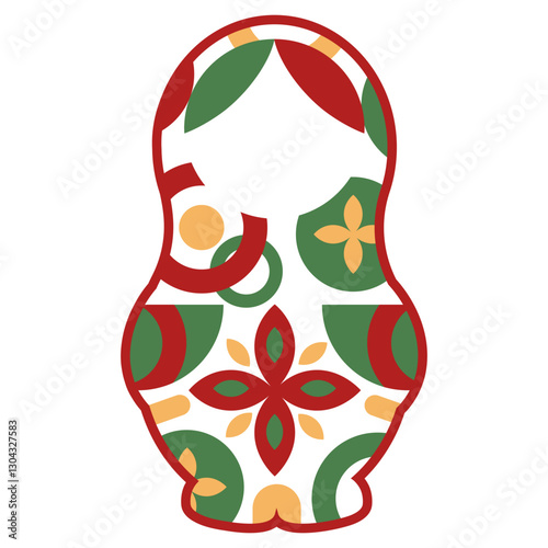 Geometric shapes matryoshka isolated transparent background. Russian doll vector template design. Matryoshka can used poster greeting card cover template design. Perfect Abstract T-shirt print theme. 