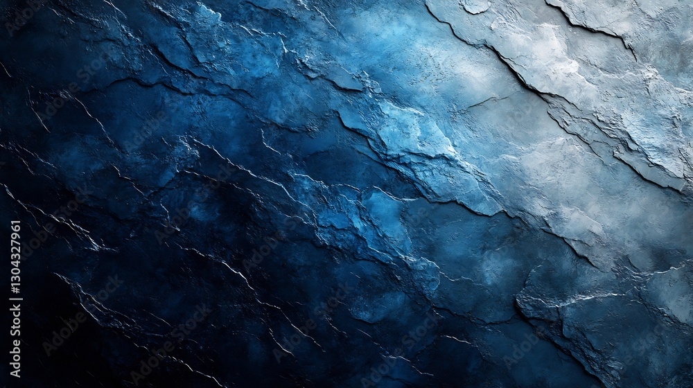Fototapeta premium Deep Blue Stone Texture Dramatic Light Gradient. AI Generated