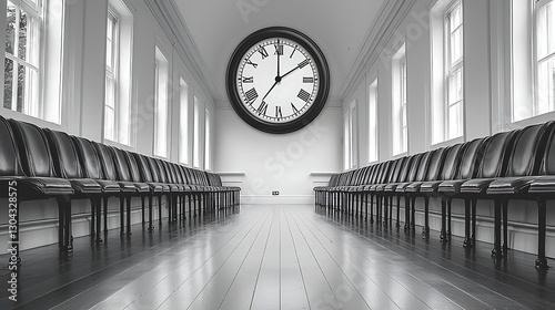 Empty Hallway Waiting Room Clock