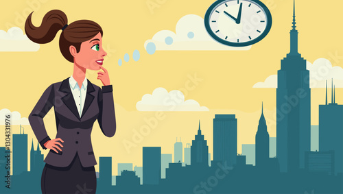 Contemplating Businesswoman: Navigating Time Constraints and Effective Decision-Making in Corporate Environments