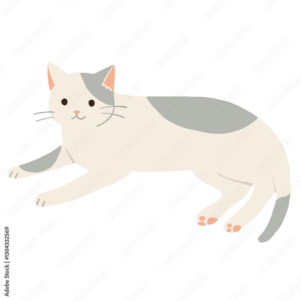 のんびりくつろぐかわいい猫のイラスト のんびりくつろぐかわいい猫のイラスト