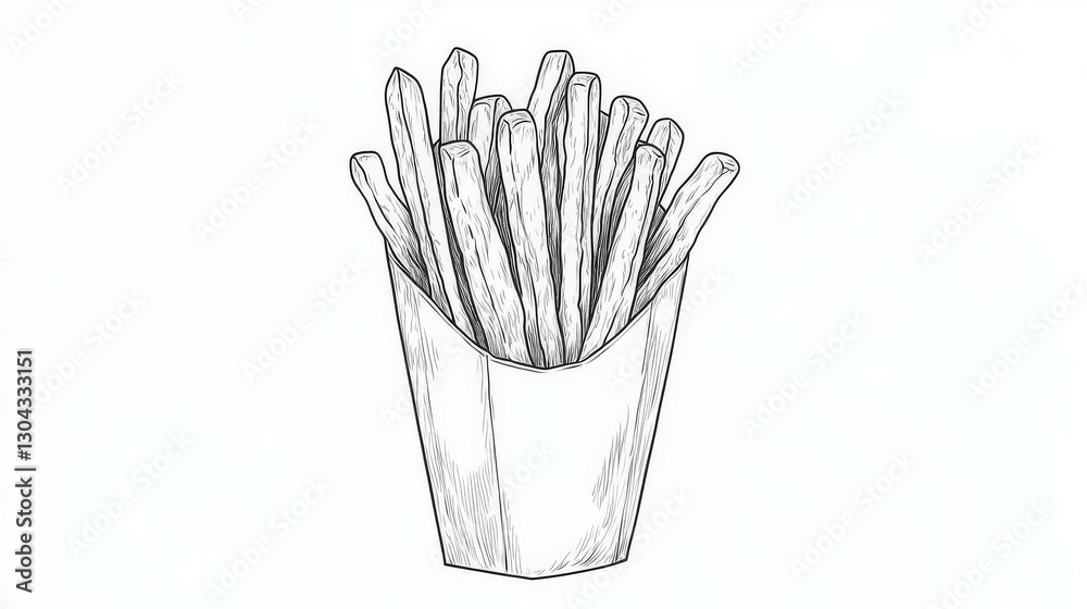 Delicious crispy fries served in a cardboard container Delicious crispy fries served in a cardboard container