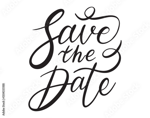 Save the date lettering postcard. Wedding phrase. Modern brush calligraphy poster
