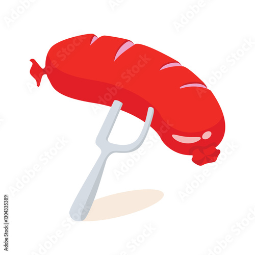 Latest 3d style icon showing a sausage on fork