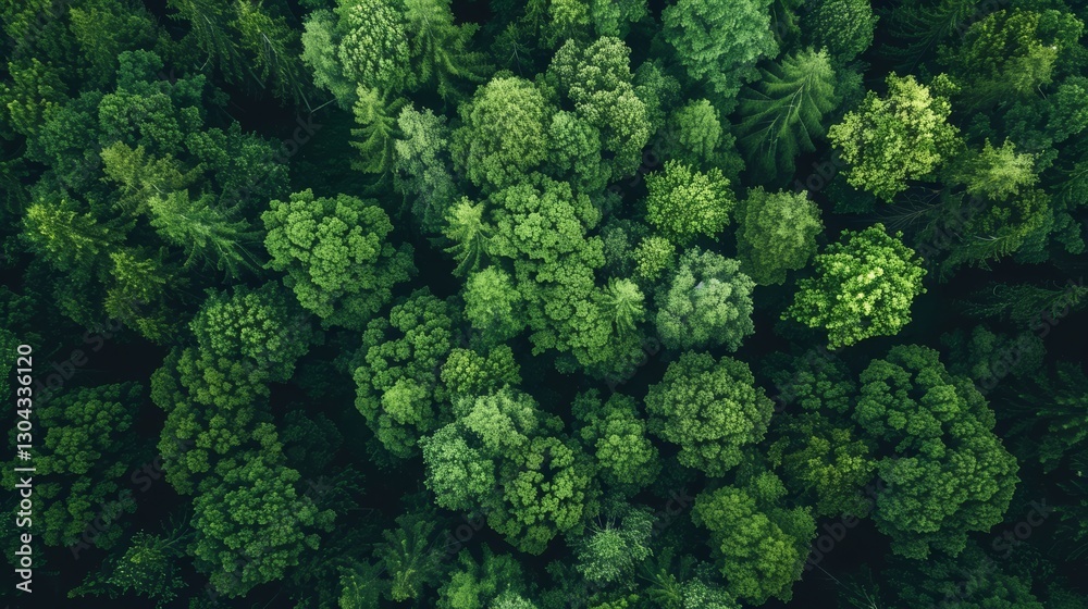 An aerial shot capturing the dense green canopy of a forest, showing a variety of trees with different shades of green.. An aerial shot capturing the dense green canopy of a forest, showing a variety of trees with different shades of green..
