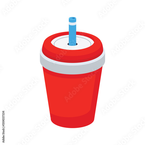 Latest 3d icon of drink cup with a straw in it