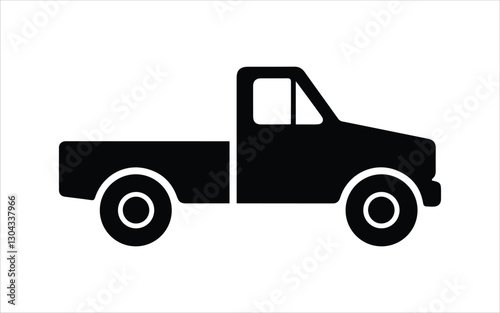 Black pickup truck icon on white background