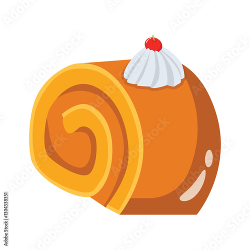A customizable 3d style icon of cream roll pastry