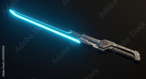 Sleek Futuristic Energy Sword with Glowing Neon Blue Blade
