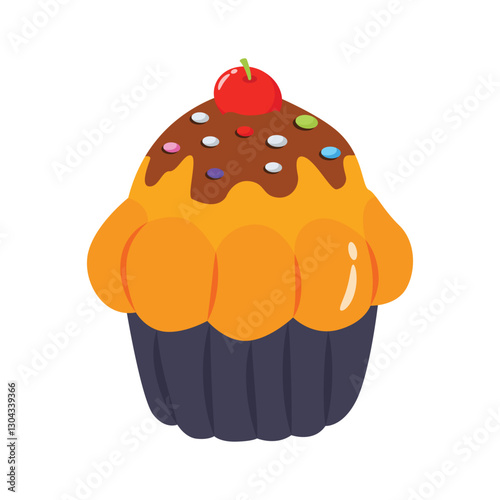 Handy 3d icon of cupcake with colourful sprinkles on it