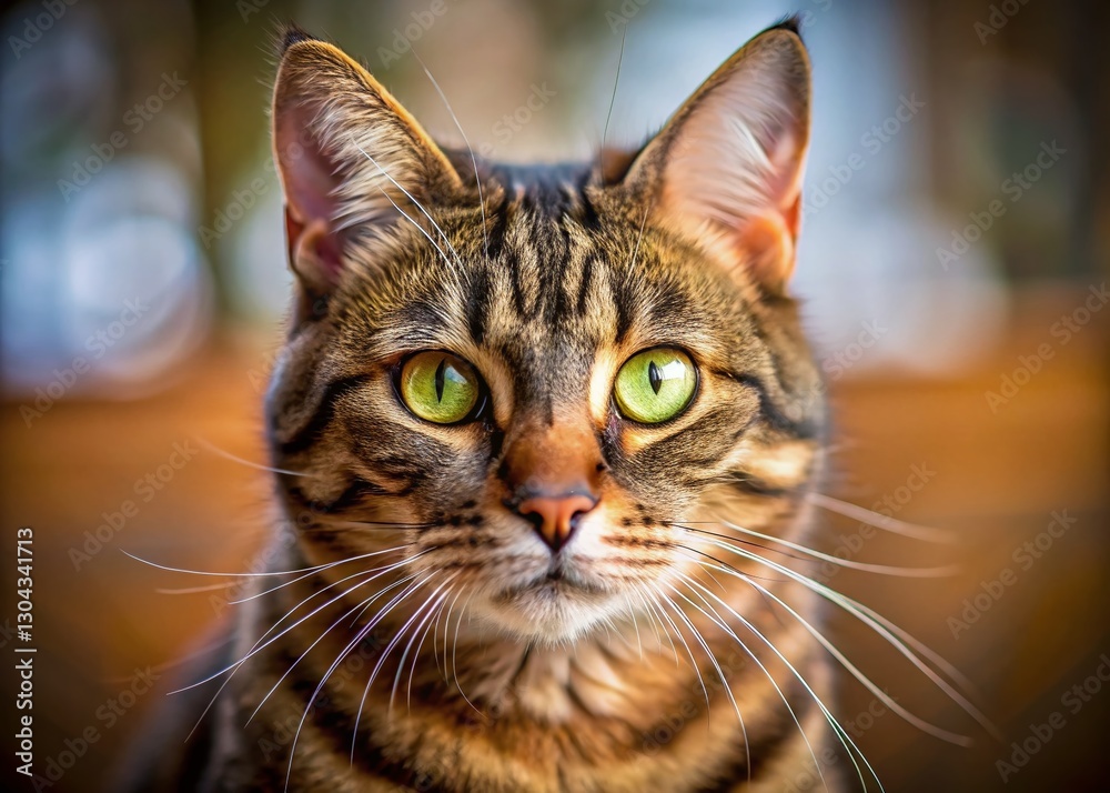 Adorable Brown-Eyed Cat Posing with Rule of Thirds Composition