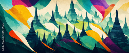 vibrant abstract mountain l...
