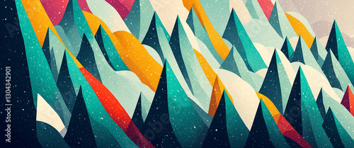 snowy geometric mountains w...
