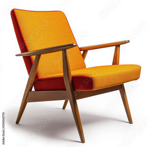 A mid-century chair isolated on a white background