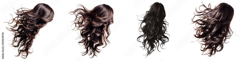set of Curly hair swaying in the wind, loose hair floating in the wind, curly hair, loose curly hair flying in the wind, loose hair dancing with the wind, on a transparent backgrounds set of Curly hair swaying in the wind, loose hair floating in the wind, curly hair, loose curly hair flying in the wind, loose hair dancing with the wind, on a transparent backgrounds