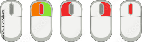 Computer Mouse Click Actions Vector Set , Mouse Button Press Diagram