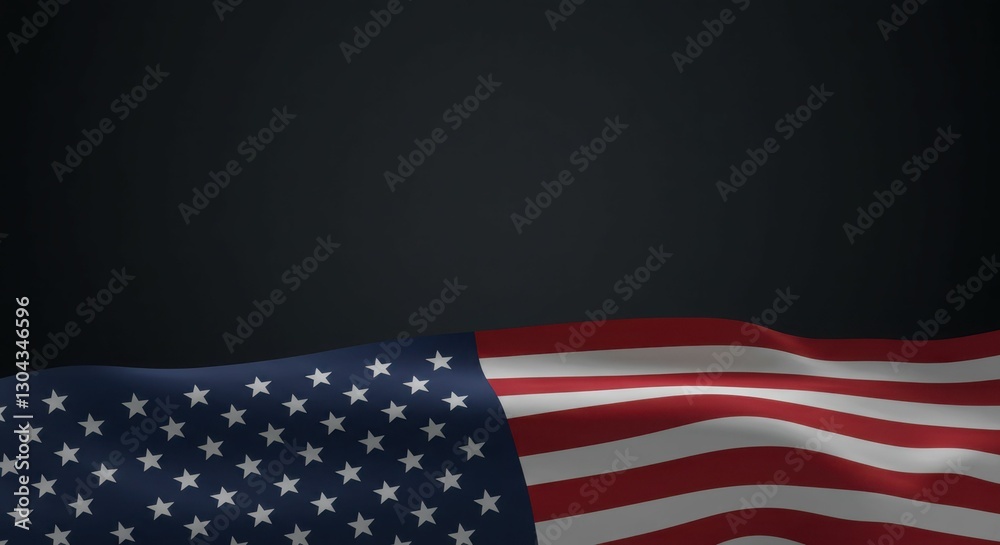 Obraz premium Waving american flag against dark background symbolizing patriotism and unity