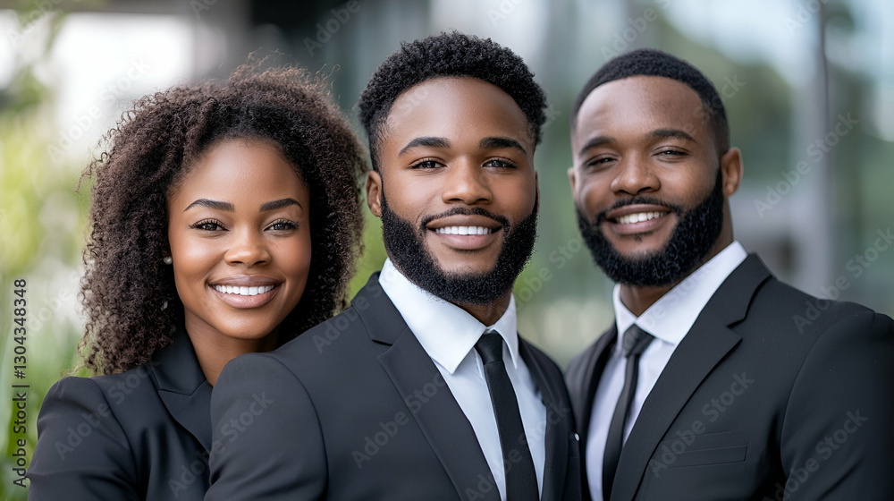 Confident Black professionals smiling outdoors Confident Black professionals smiling outdoors