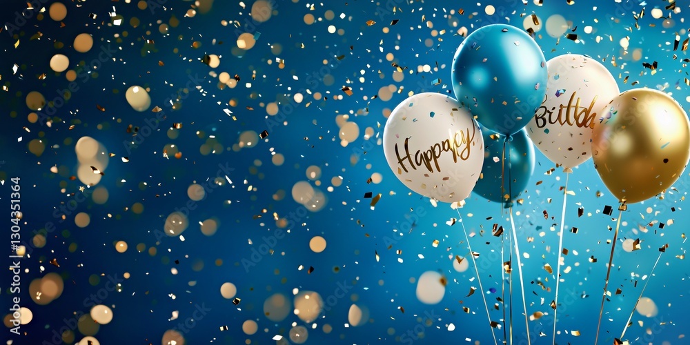Naklejka premium Celebration with balloons and confetti creating a festive atmosphere for a birthday party