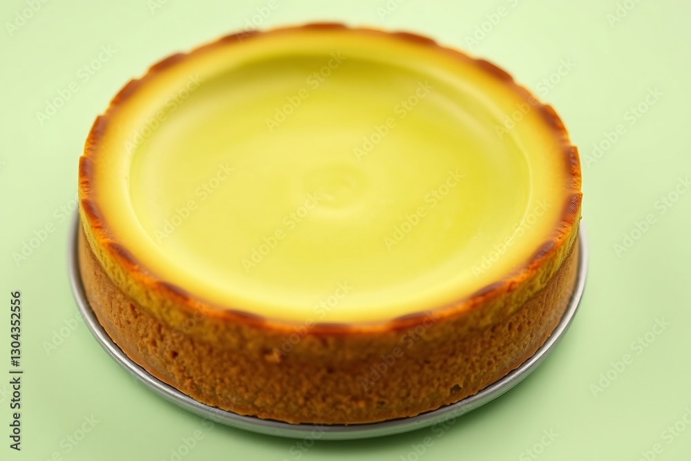 Photograph of a Vibrant Japanese Matcha Cheesecake, Featuring a Velvety Texture and Rich Green Color, Perfectly Presented for a Unique and Indulgent Dessert Experience – dessert stock-image
